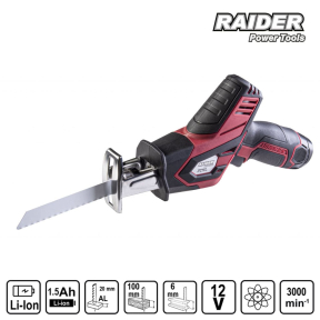 Акумулаторен Трион саблевиден RAIDER Li-ion 12V 1.5Ah куфар RD-RS31