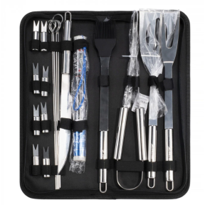 Комплект аксесоари за барбекю в калъф - 18 части Комплект аксесоари за барбекю в калъф - 18 части