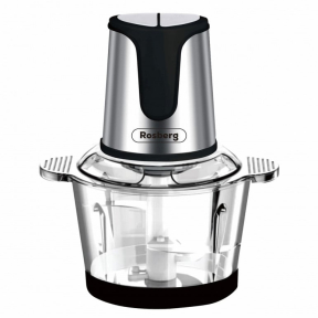 Чопър Rosberg R51111D, 2 литра, 400W, Стъклена купа, 2 скорости, Инокс/черен