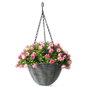 Изкуствена висяща декорация в саксия My Garden CCGU024-25, Aptenia+Rose, 56 х 37 см