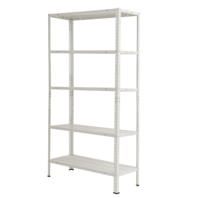 Метален стелаж, 5 рафта х 50 кг, 170x75x30 см - бял