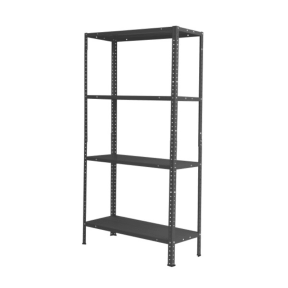 Метален стелаж, 4 метални рафта х 50 кг, 145x75x30 см - черен