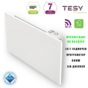 WiFi конвектор TESY с Пречистване на въздуха, 600W, Седмичен програматор 24 / 7, за стена (CN 06 060 EА CLOUD AS W)