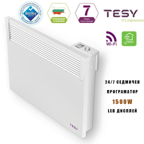 WiFi конвектор TESY Седмичен програматор 24 / 7, 1500W, за стена (CN 031 150 EI CLOUD W)