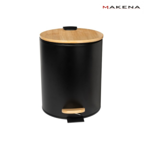 Кош за отпадъци Makena Black Bamboo с бамбукови елементи, черен