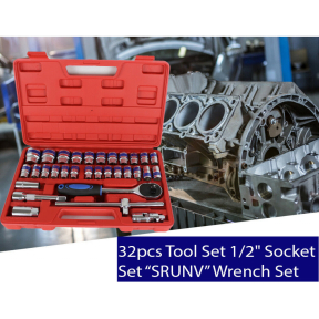 Гедоре комплект с вложки 1/2&quot; 32 части SRUNV SR-1011 с тресчотка, върток и кардан
