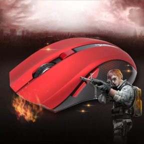Геймърска Безжична USB оптична 6D мишка с до 2400 DPI, цвят - Червено/Черно