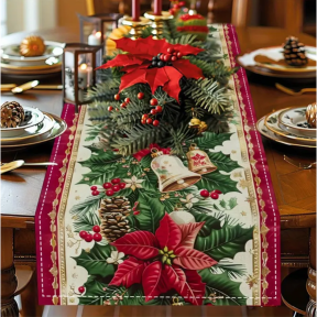 Коледен тишлайфер за маса с цветен дизайн, 40х150см./ 33х183см. Коледен тишлайфер за маса с цветен дизайн, 40х150см./ 33х183см.