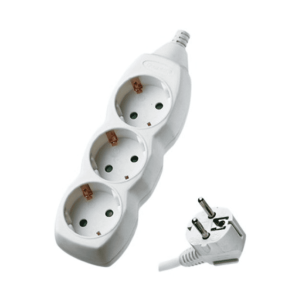 Разклонител с 3 гнезда, 3 м. кабел, 1.5 mm2, 16A, 3680W max, Бял