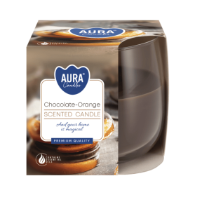 Свещ в чаша, ø7.9x7.2 см - шоколад и портокал