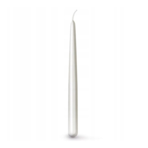 Свещ конус, ø2.3x24.5 см - бяла перла