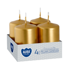 Свещи вотив 4 бр., ø3.8x6 см - златист металик