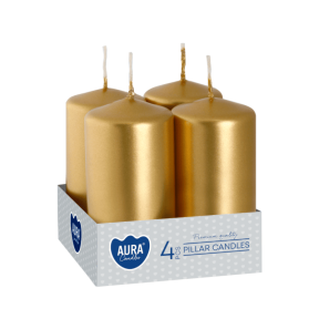  Свещи вотив 4 бр., ø3.8x8 см - златист металик