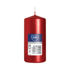 Свещ пилон, ø4.8x10 см - червен металик