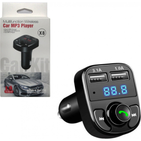 Трансмитер модулатор за автомобил FM T8 Display LCD MP3 Player Четец за карти Зарядно 2.1A